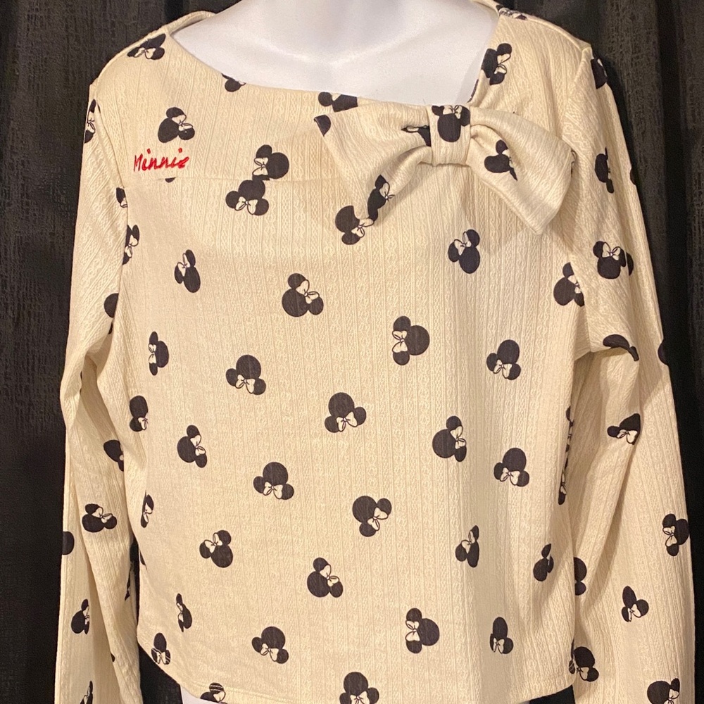 Disney Cream and Black Minnie Mouse Blouse